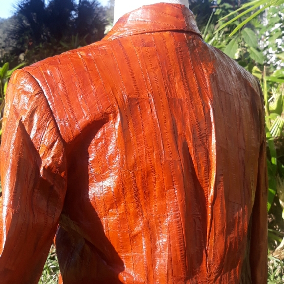 70s 80s vintage Eelskin Caramel Jacket Xs Small - Picture 7 of 8